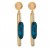 Yellow Gold plated long earrings with sparkling oval charming blue zircon 